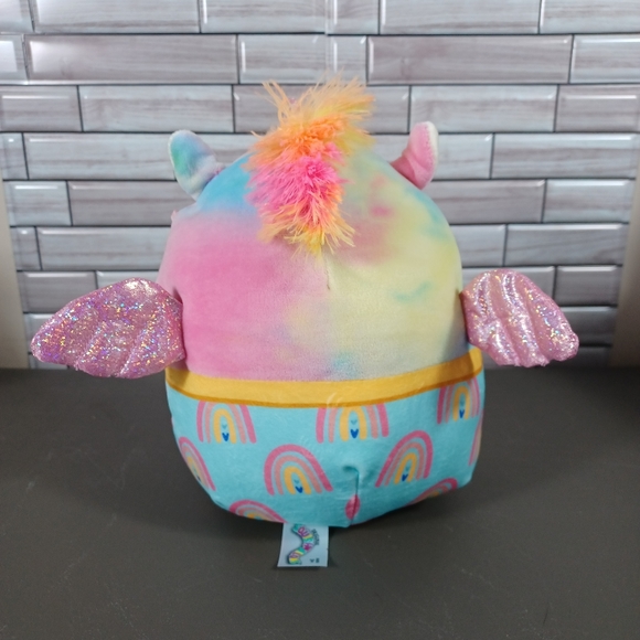 •Squishmallow Jaime Rainbow Tie Dye Pegasus Unicorn in Pajamas 8” Plush Toy - Picture 3 of 12
